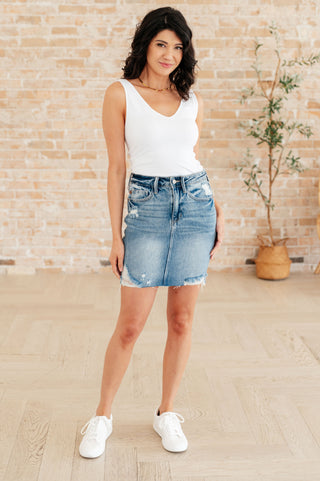 Denim Carol High Rise Rigid Magic Denim Skirt