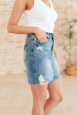 Denim Carol High Rise Rigid Magic Denim Skirt
