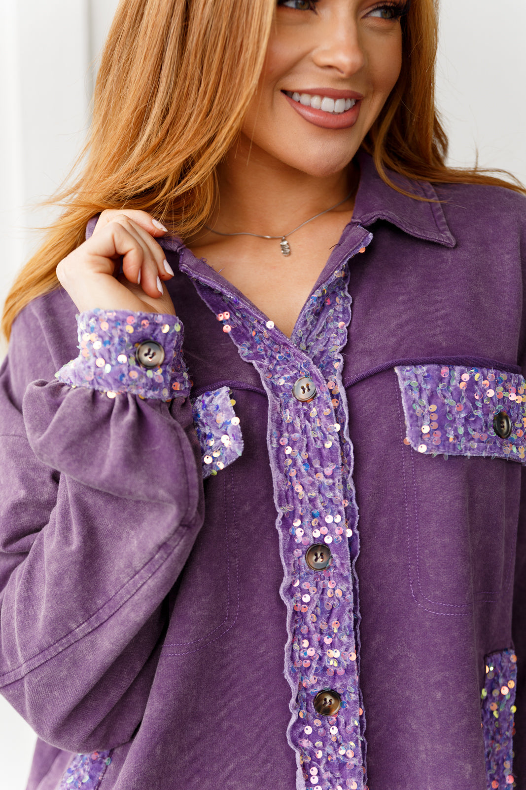 Layers Chaos of Sequins Shacket in Purple