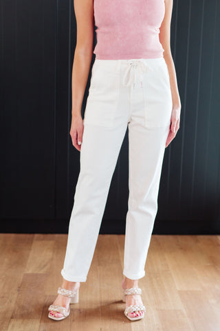 Denim Charlene High Rise Jogger in Ecru