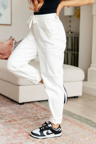 Denim Charlene High Rise Jogger in Ecru