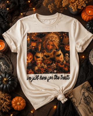 I'm Just Here For The Treats Cream Graphic Tee 2091