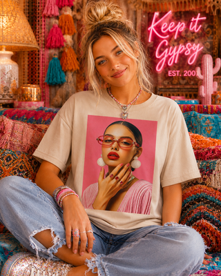 Snarky Girl Slick Back Cream Graphic Tee 2130