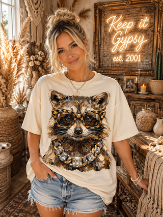 Painted Raccoon Cream Graphic Tee 2040