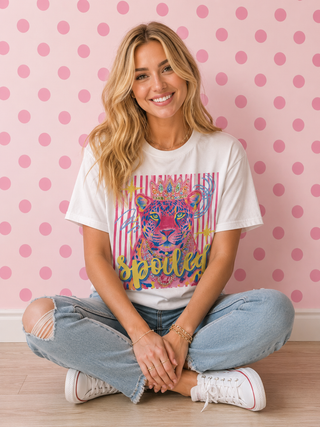 Spoiled Leopard Cream Graphic Tee 1153