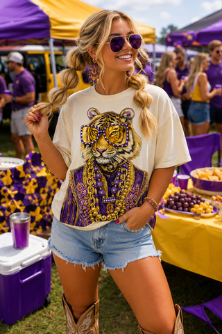 Gameday Funky Tiger Cream Graphic Tee 1171