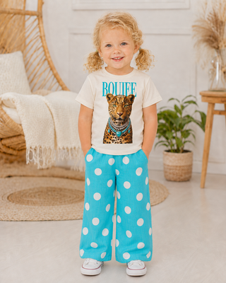 Boujee Leopard Cream Kids Graphic Tee 163K
