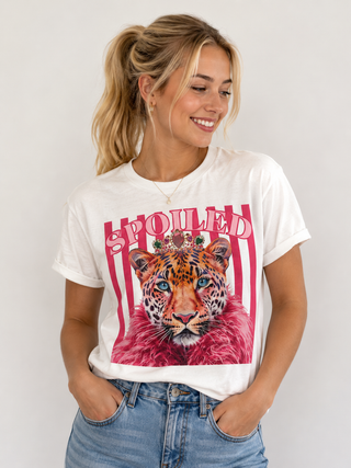 Spoiled Leopard White Graphic Tee 1151