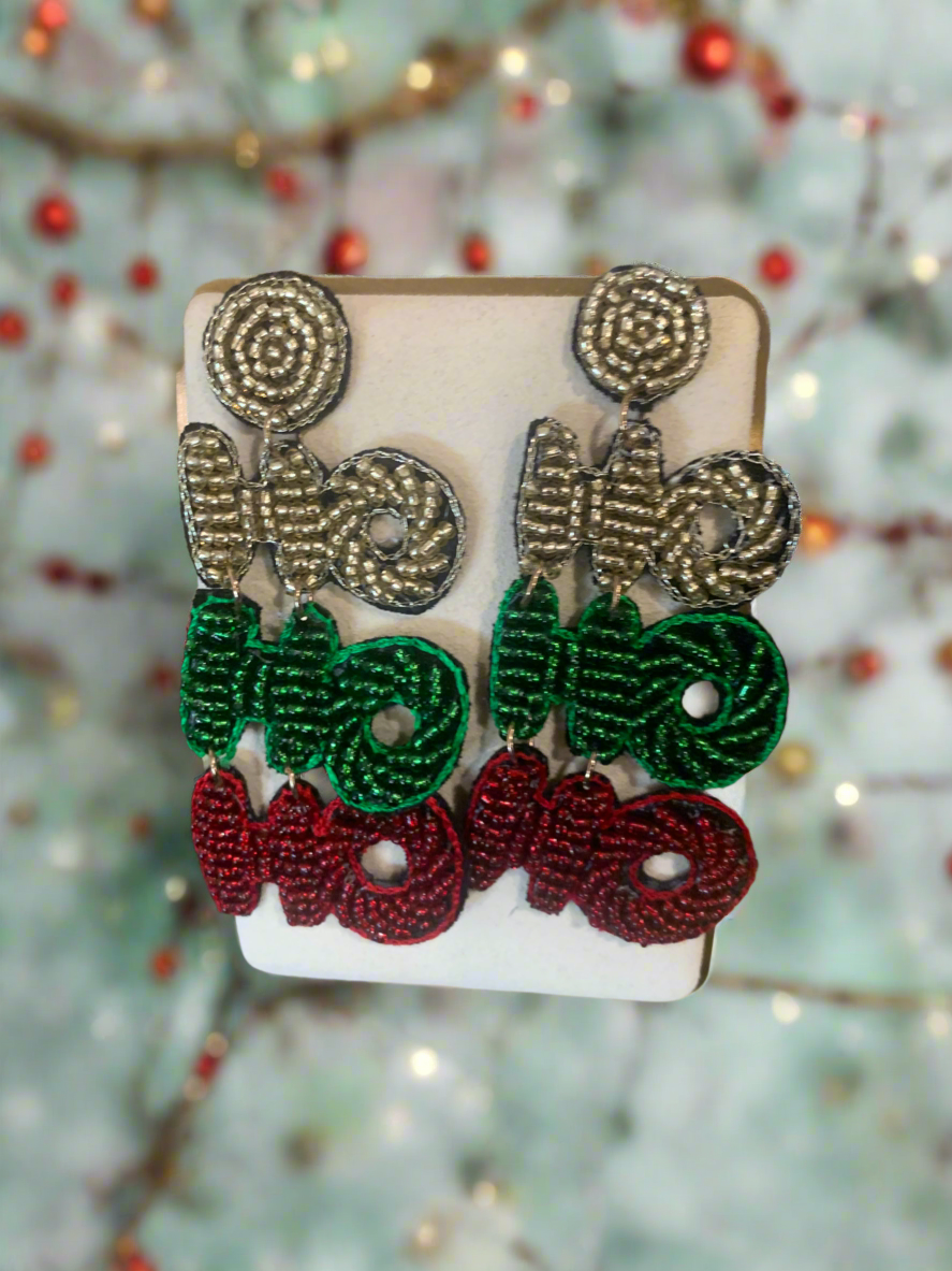 Christmas Beaded/Rhinestone Earrings