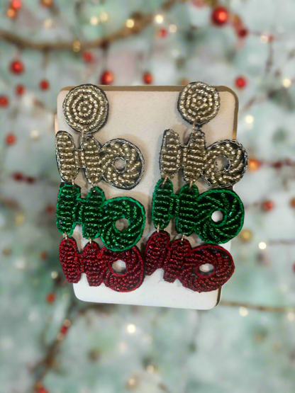 Christmas Beaded/Rhinestone Earrings