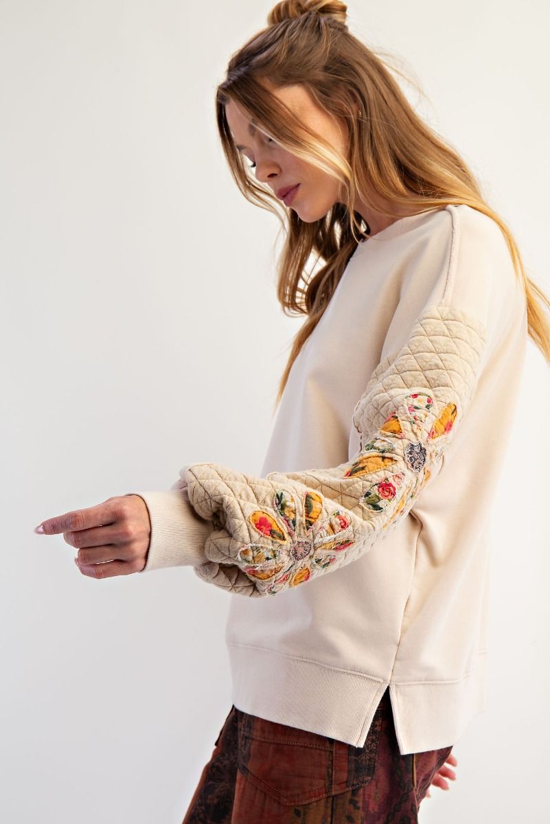 Easel Bloom &amp; Cozy Quilted Sleeve Pullover