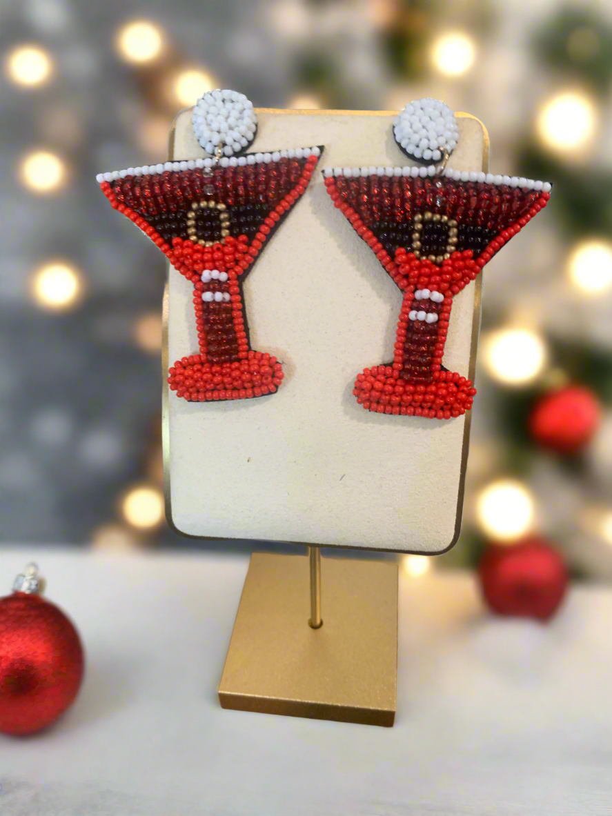 Christmas Beaded/Rhinestone Earrings