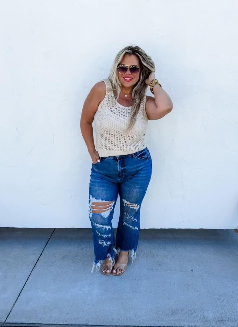 Urban Distressed Crop Jeans - Pirates and Pearls Boutique