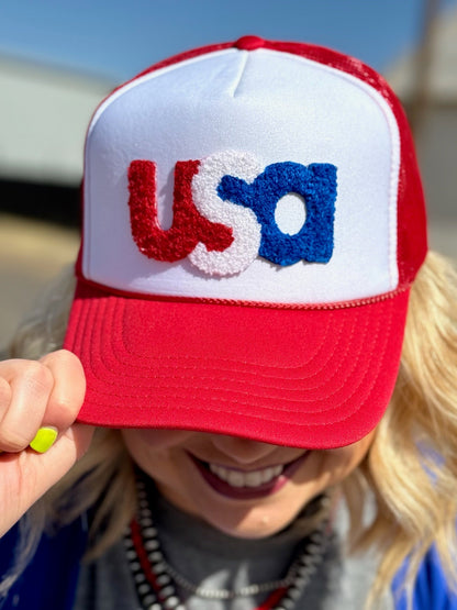 USA Chenille Foam Trucker Cap - Pirates and Pearls Boutique