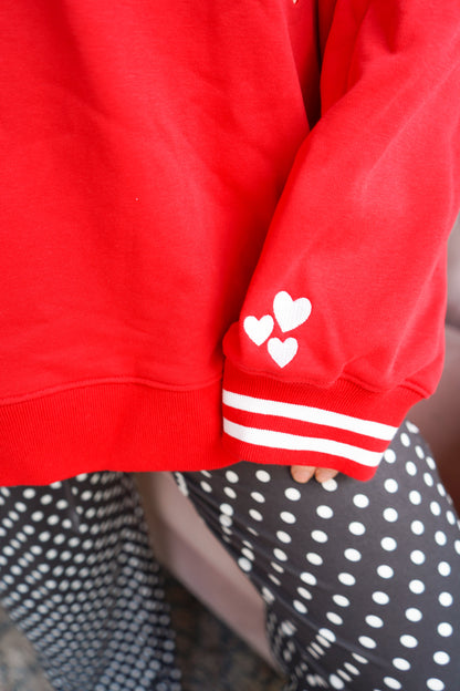 Loved - Red Vintage V-Neck Sweatshirt