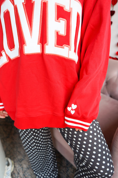Loved - Red Vintage V-Neck Sweatshirt