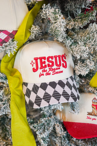 Jesus is the Reason - Black Argyle Trucker Hat