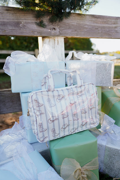 Western Blues Striped - Clear Coat Toiletry Case