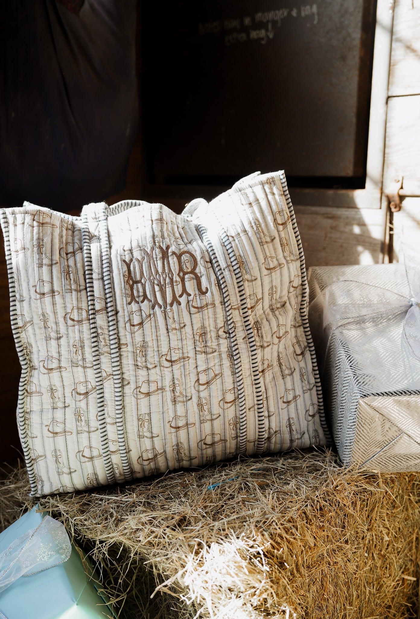 Western Blues Quilted Tote Bag