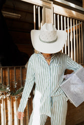 Pajamas Blue Spruce Stripes - Long Pajama Set