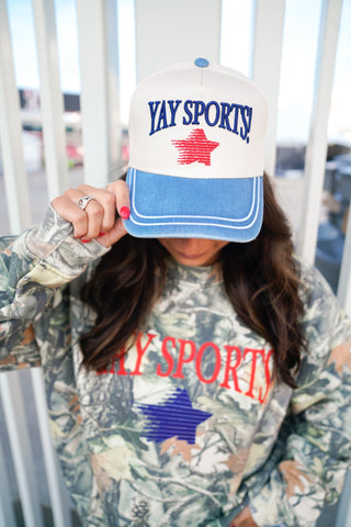Hat Yay Sports! - Denim Vintage Trucker Hat