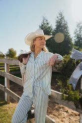 Pajamas Blue Spruce Stripes - Long Pajama Set