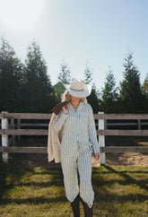 Pajamas Blue Spruce Stripes - Long Pajama Set