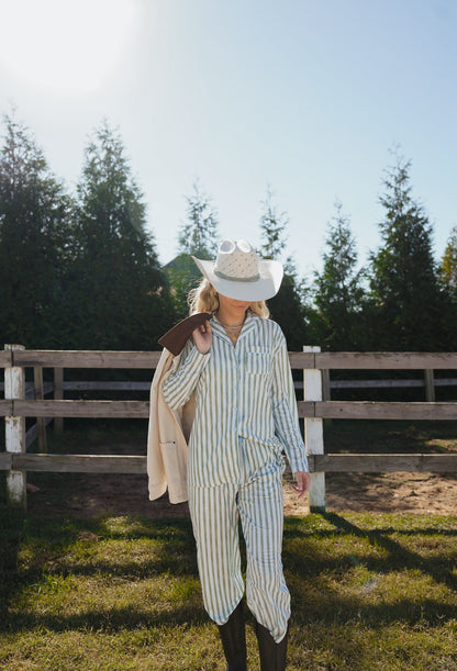 Pajamas Blue Spruce Stripes - Long Pajama Set