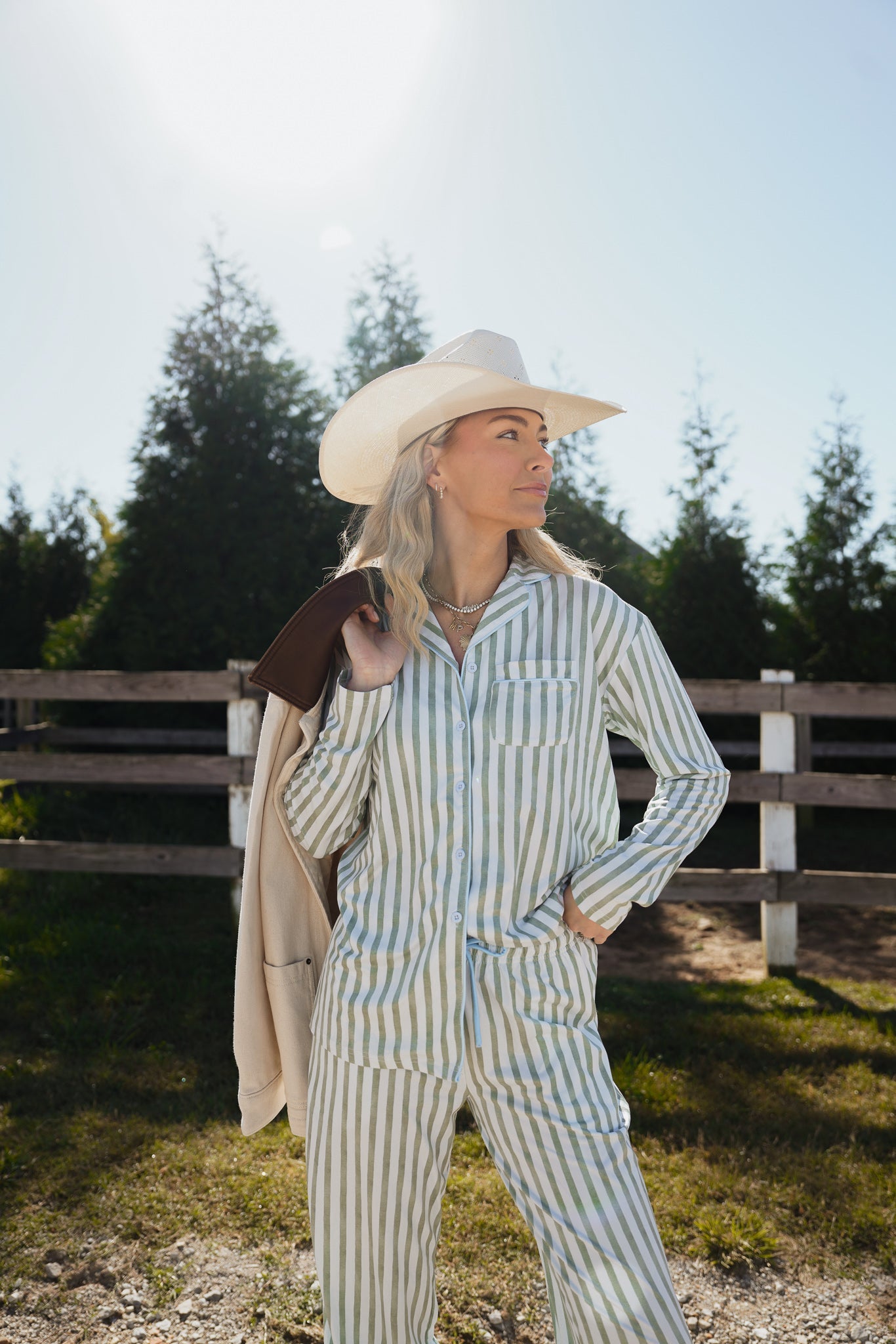 Pajamas Blue Spruce Stripes - Long Pajama Set