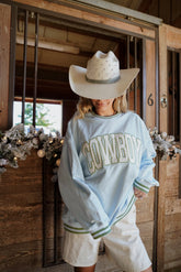 Sweatshirt Cowboy - Blue Vintage Crewneck Sweatshirt