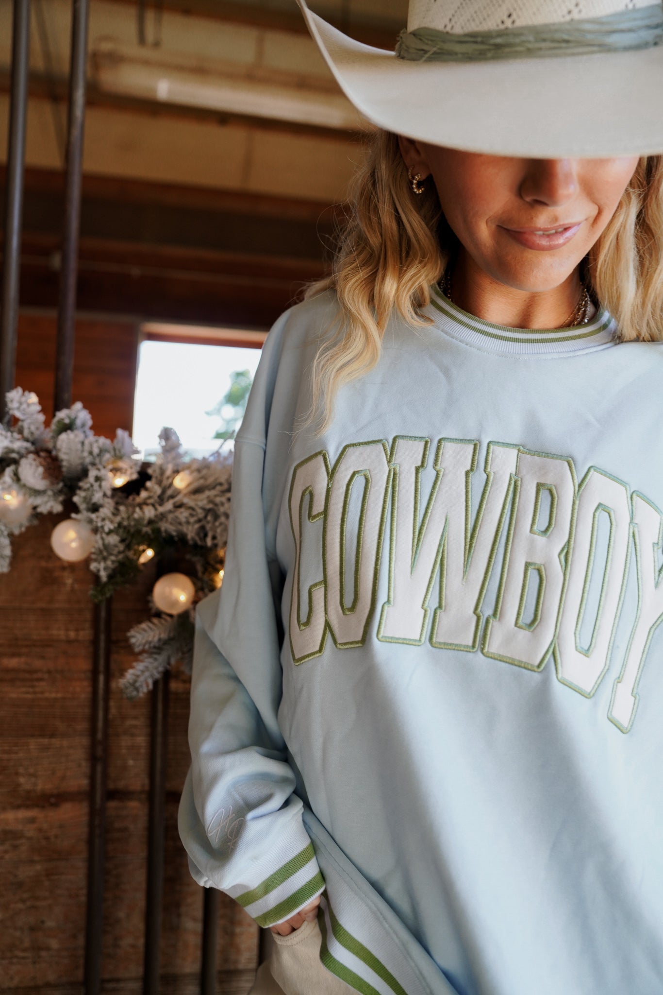 Sweatshirt Cowboy - Blue Vintage Crewneck Sweatshirt