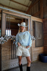 Sweatshirt Cowboy - Blue Vintage Crewneck Sweatshirt