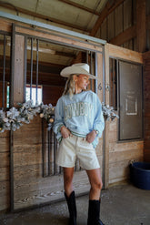 Sweatshirt Cowboy - Blue Vintage Crewneck Sweatshirt