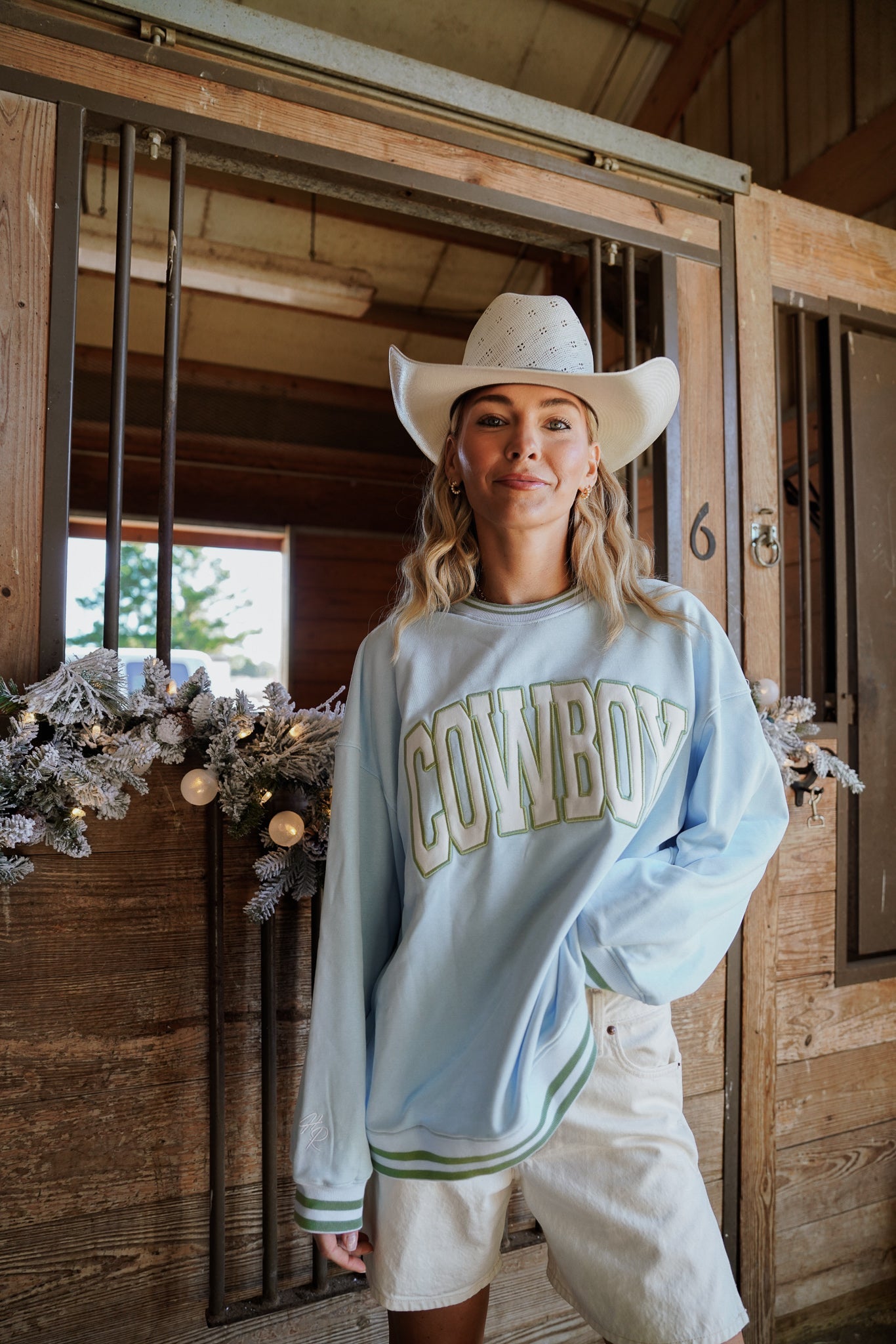 Sweatshirt Cowboy - Blue Vintage Crewneck Sweatshirt