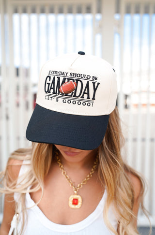 Hat Everyday Should Be Gameday - Black Vintage Trucker Hat