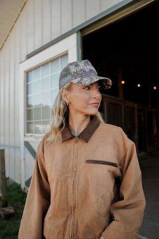 Hat He's Hunting - Camo Vintage Trucker Hat