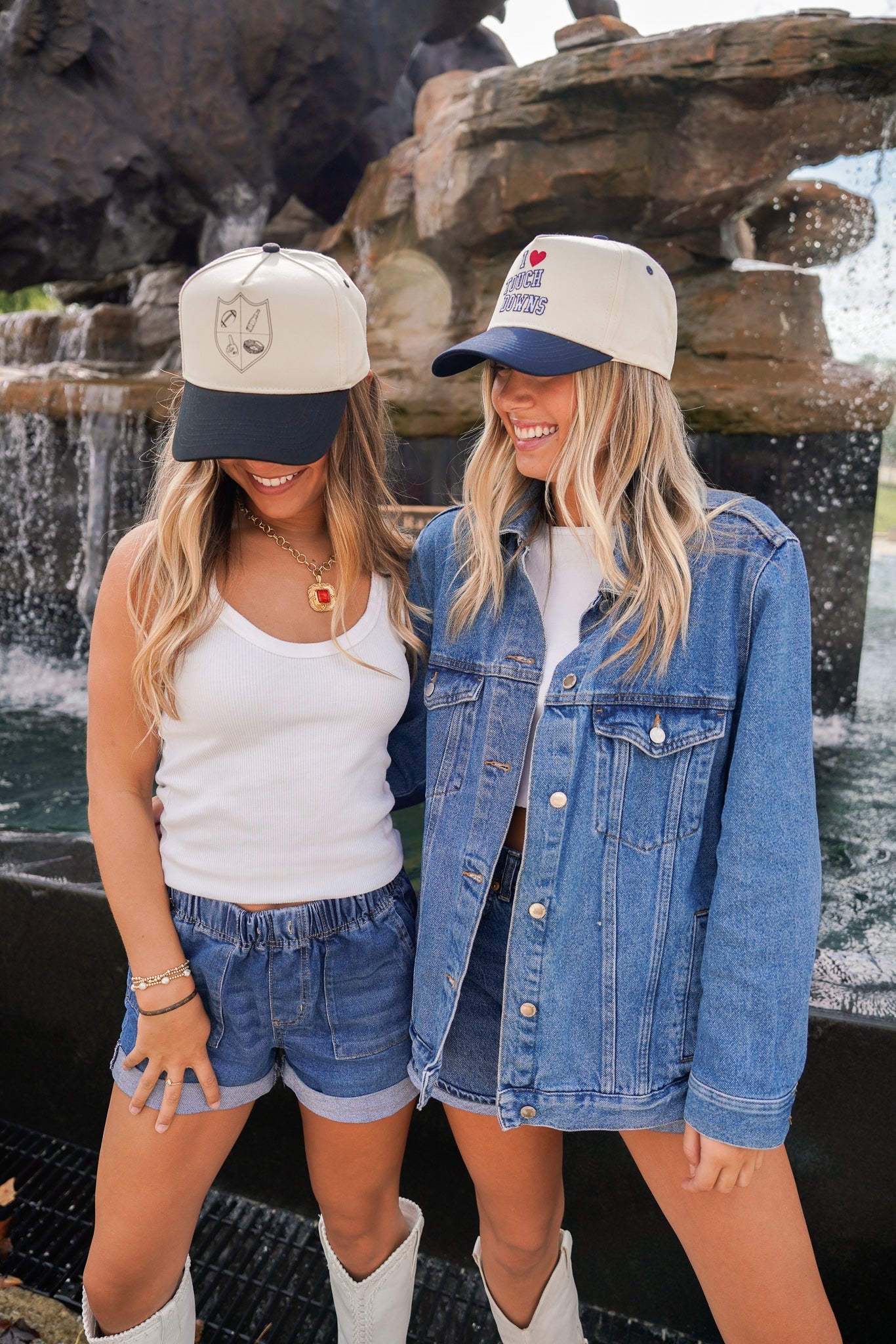 I Heart Touchdowns - Navy Vintage Trucker Hat