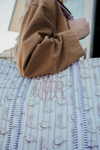 Western Blues Quilted Tote Bag