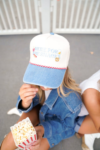 Hat Here for the Snacks - Denim Vintage Trucker Hat