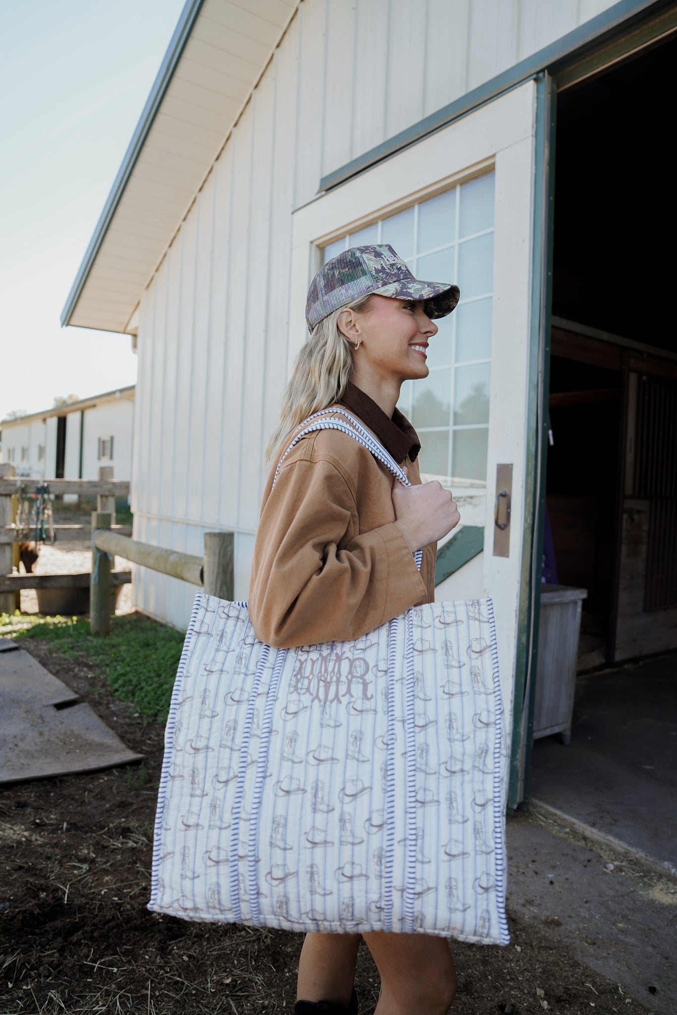 Western Blues Quilted Tote Bag