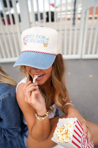 Hat Here for the Snacks - Denim Vintage Trucker Hat