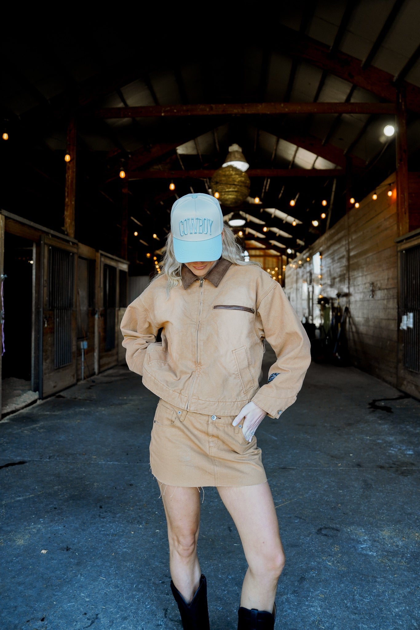 Hat Cowboy - Baby Blue Vintage Trucker Hat