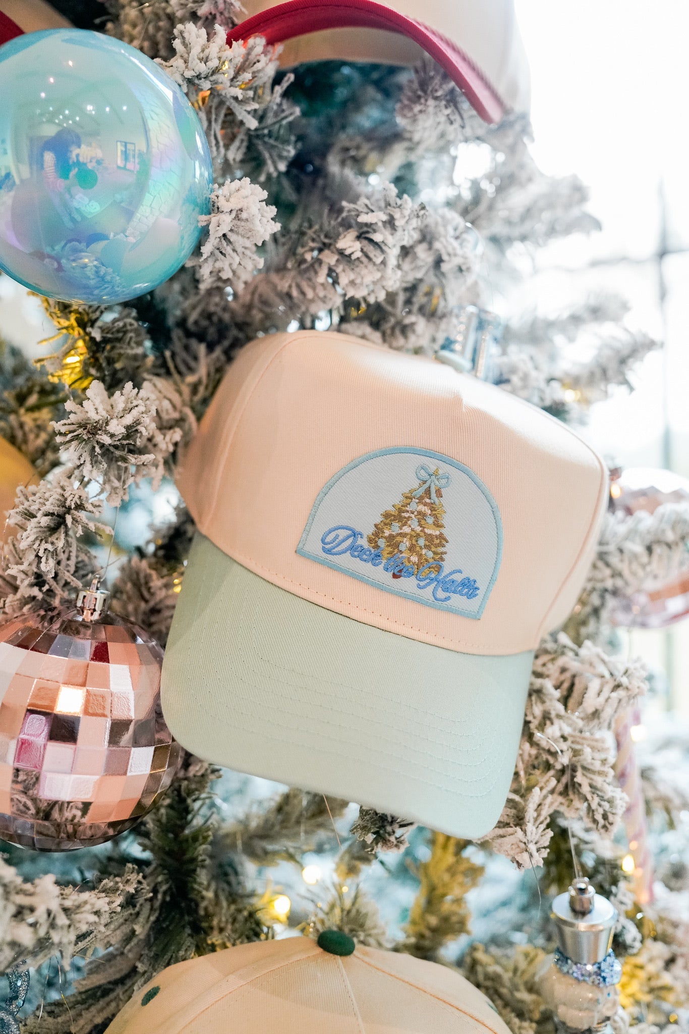 Hat Deck the Halls - Baby Blue Vintage Trucker Hat