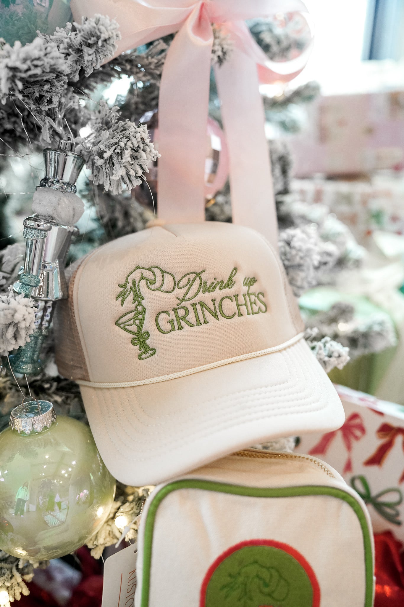 Drink Up Grinches - Tan Foam Trucker Hat