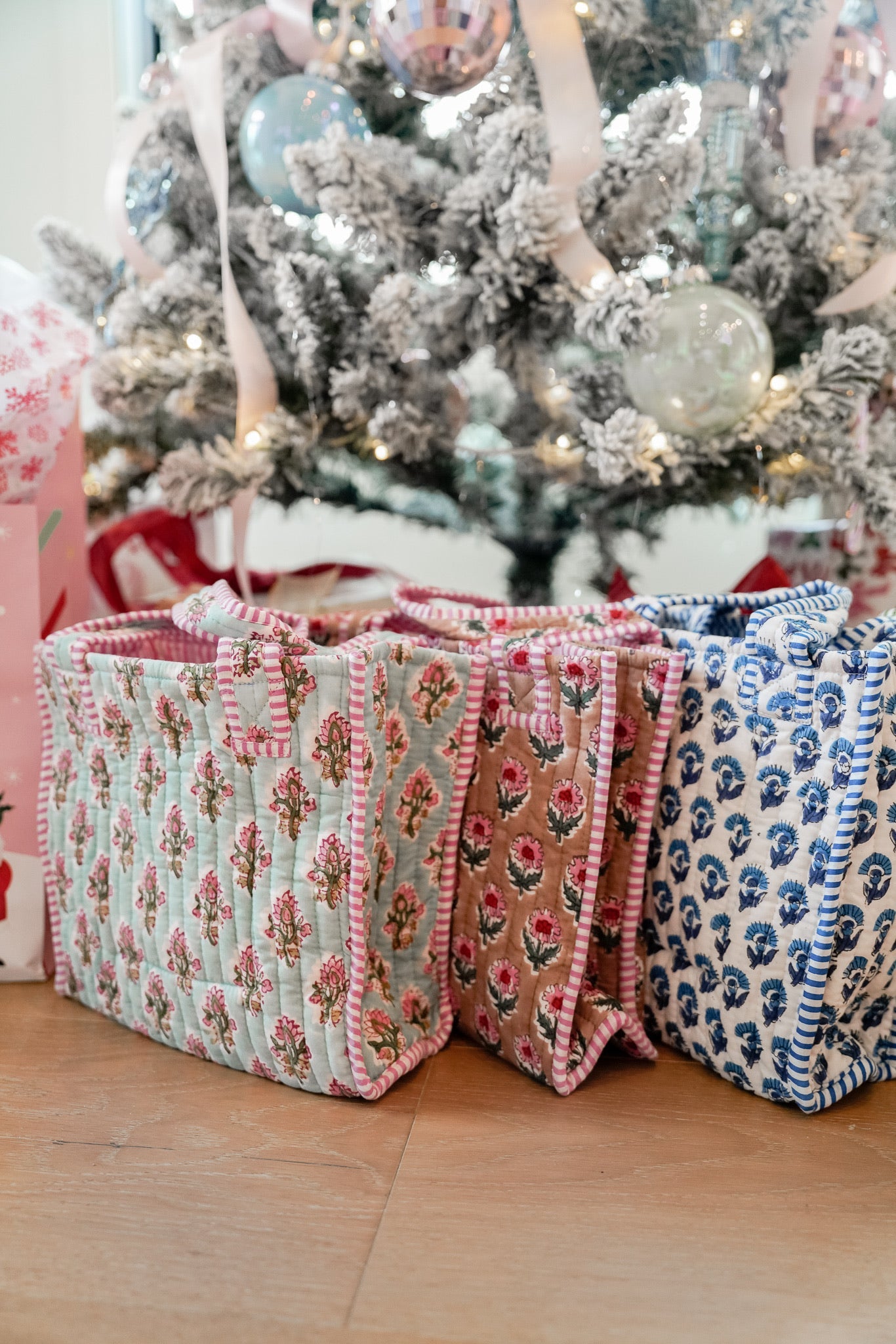 Tote Bag Quilted Block-Print Mini Tote Bag