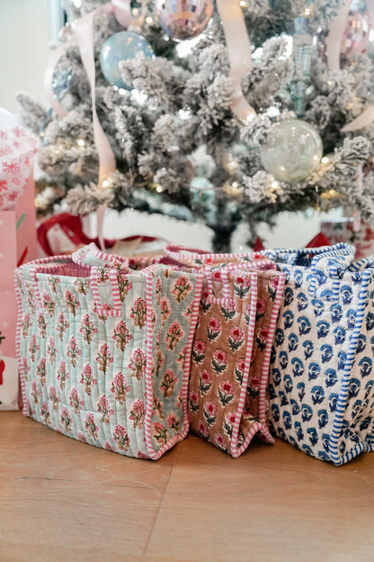 Tote Bag Quilted Block-Print Mini Tote Bag