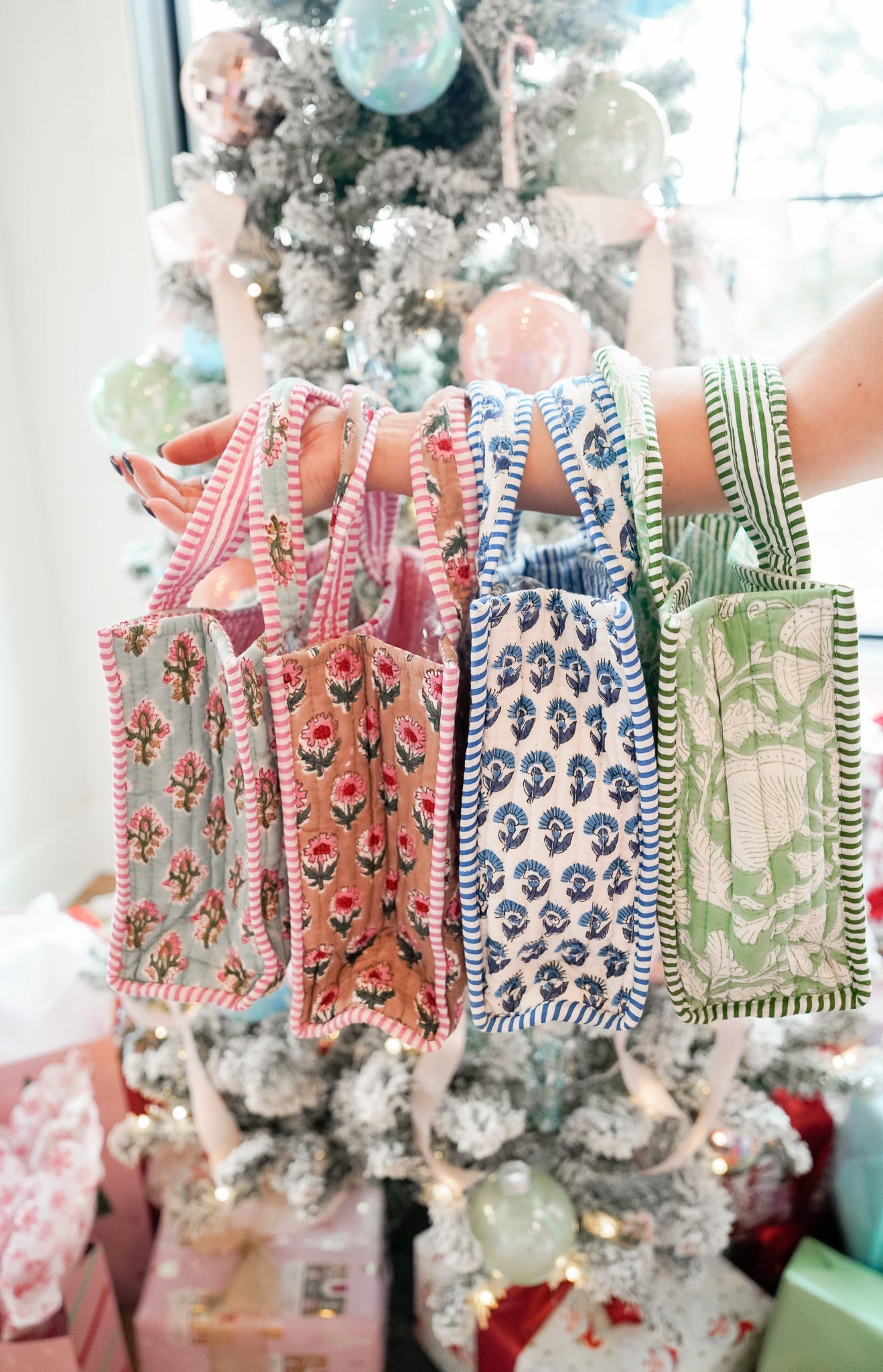 Tote Bag Quilted Block-Print Mini Tote Bag