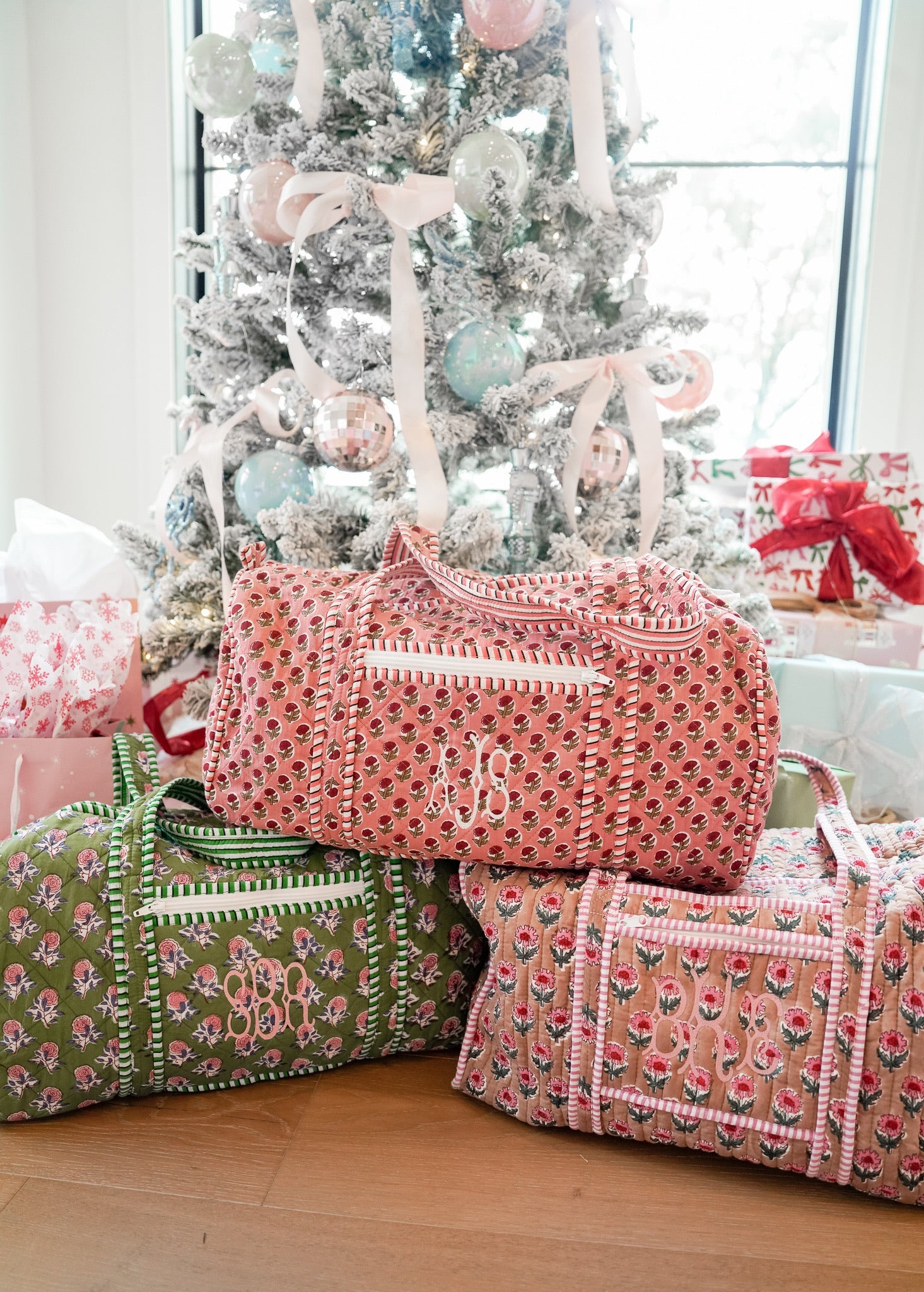 Quilted Block-Print Duffel Bag