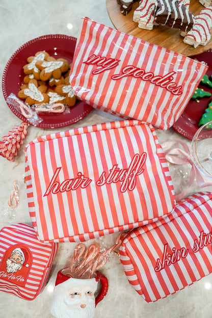 My Goodies - Pink &amp; Red Stripes Clear Coat Bag