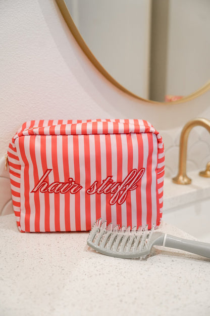 Hair Stuff - Pink &amp; Red Stripes XL Bag